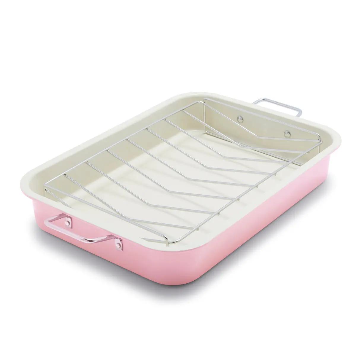 Greenlife Roaster With Stainless Steel Rack | Pink 1