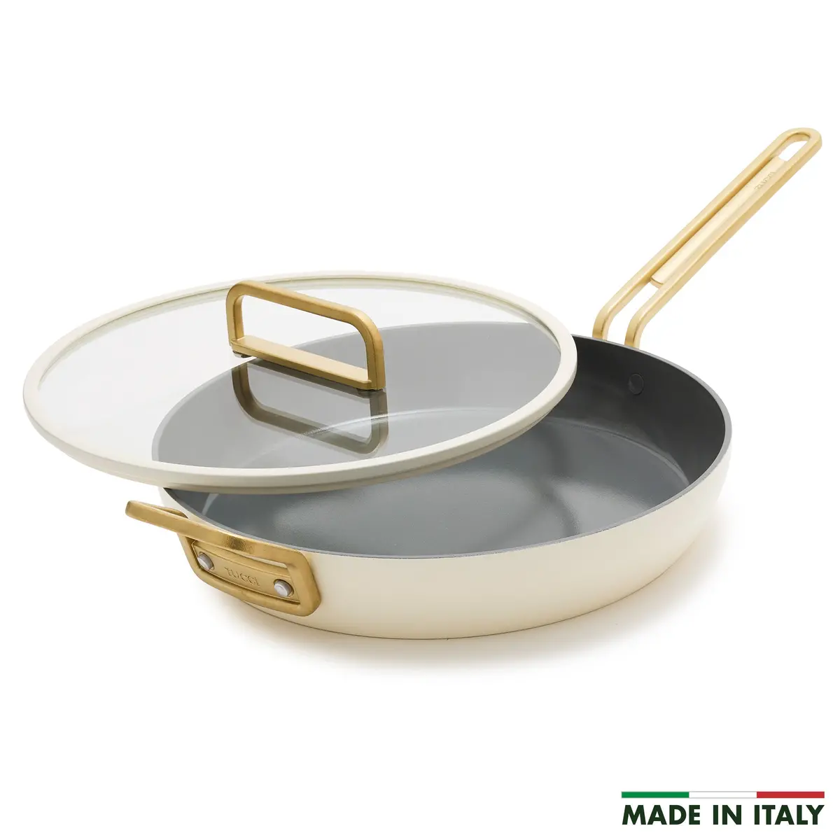 Stanley Tucci™ Ceramic Nonstick 12" Frypan With Lid | Carrara White 1