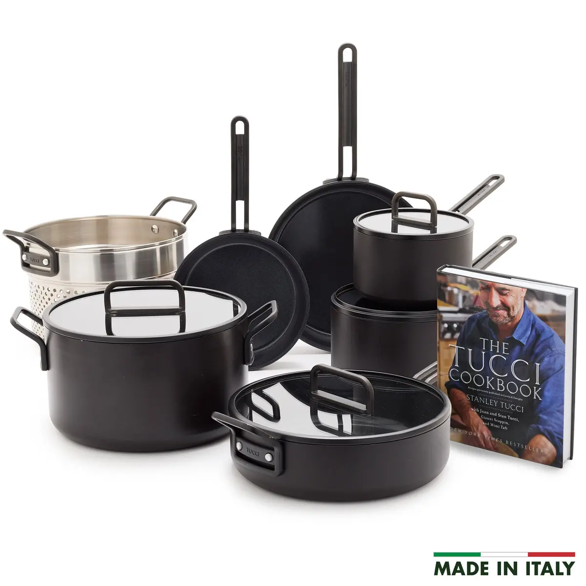 Stanley Tucci™ Ceramic Nonstick 11-Piece Cookware Set With The Tucci Cookbook | Milano Black 1