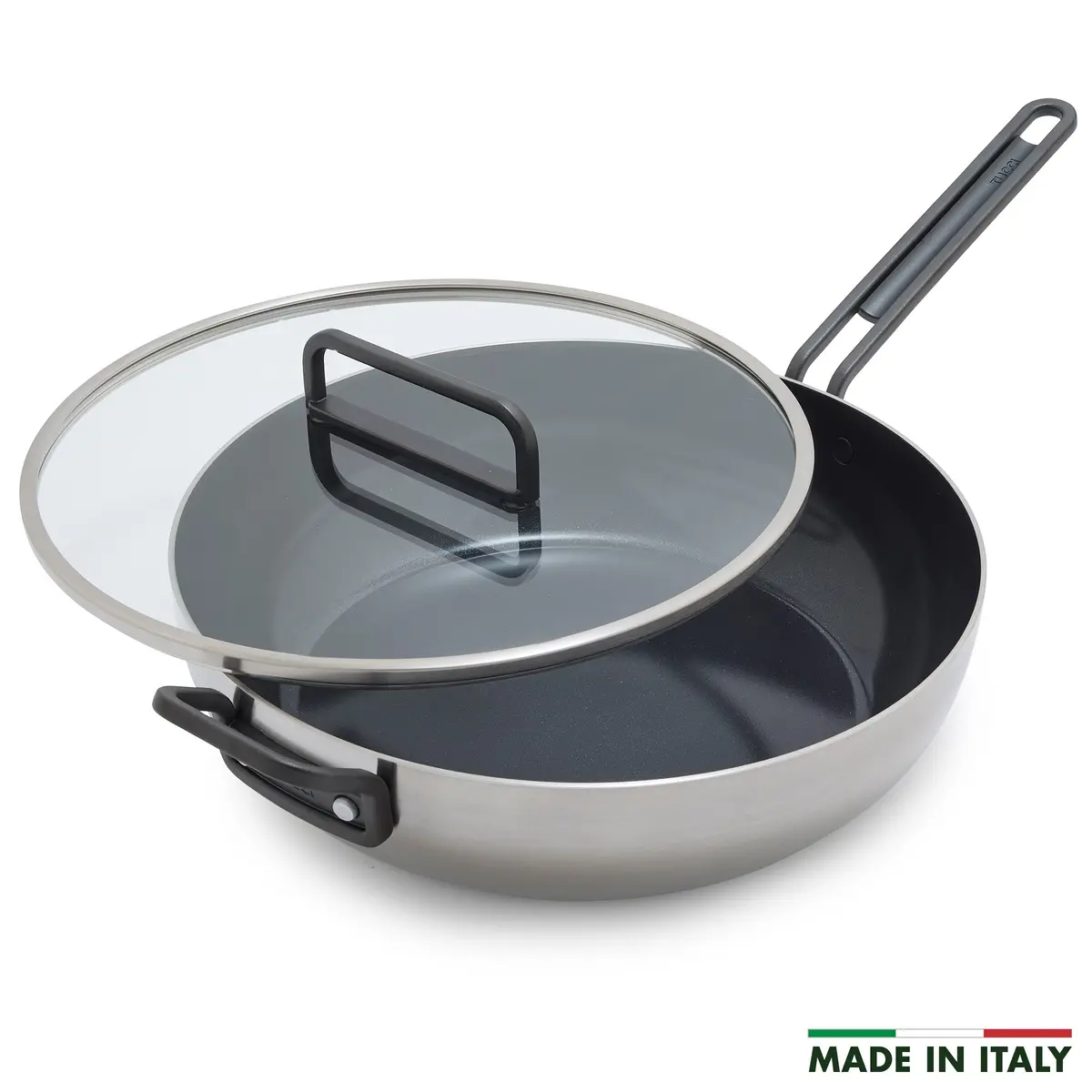 Stanley Tucci™ Stainless Steel Ceramic Nonstick 6.5-Quart Essential Stanley Pan With Lid | Black Handle 1