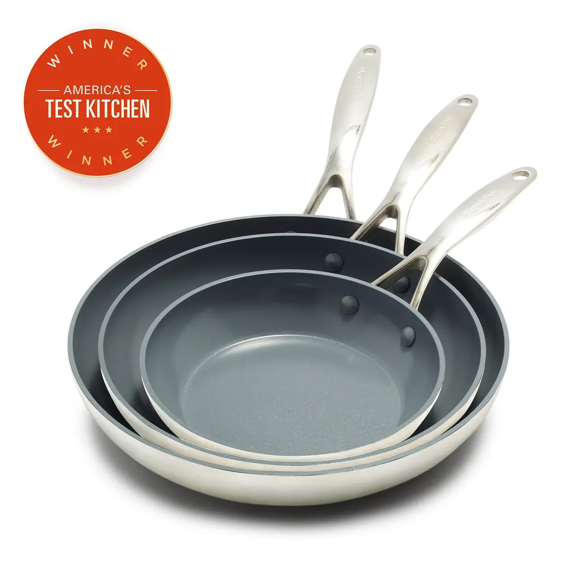 Valencia Pro Ceramic Nonstick 8", 9.5", And 11" Frypan Set | Cream 1