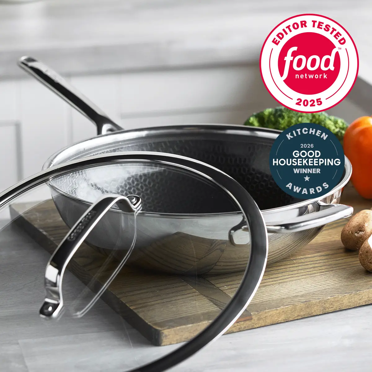Spectra Thermobond Hybrid Ceramic Nonstick 12" Wok With Lid 2
