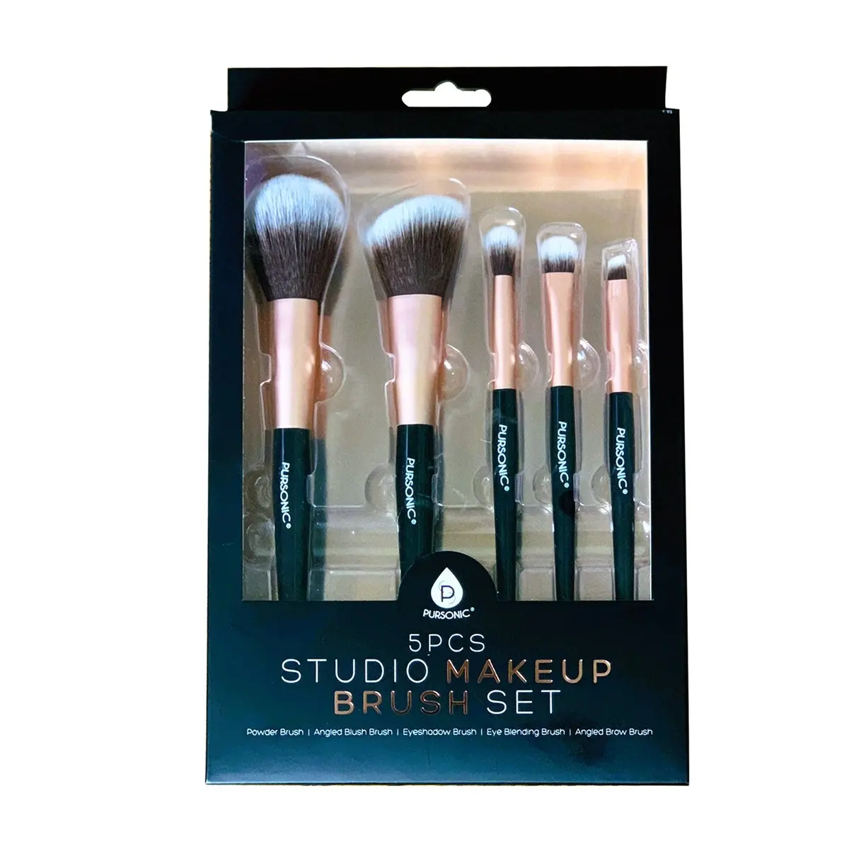 Pursonic 5 Pcs Studio Makeup Brush Set (Black) 1