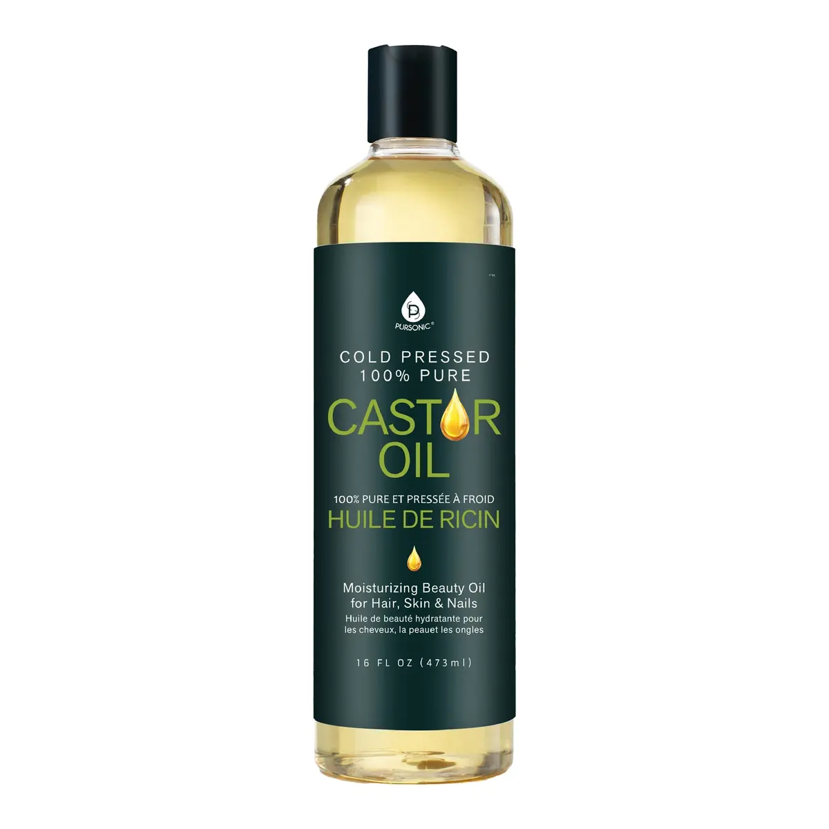 Pursonic 100% Pure Cold Pressed Castor Oil 16 Oz 1