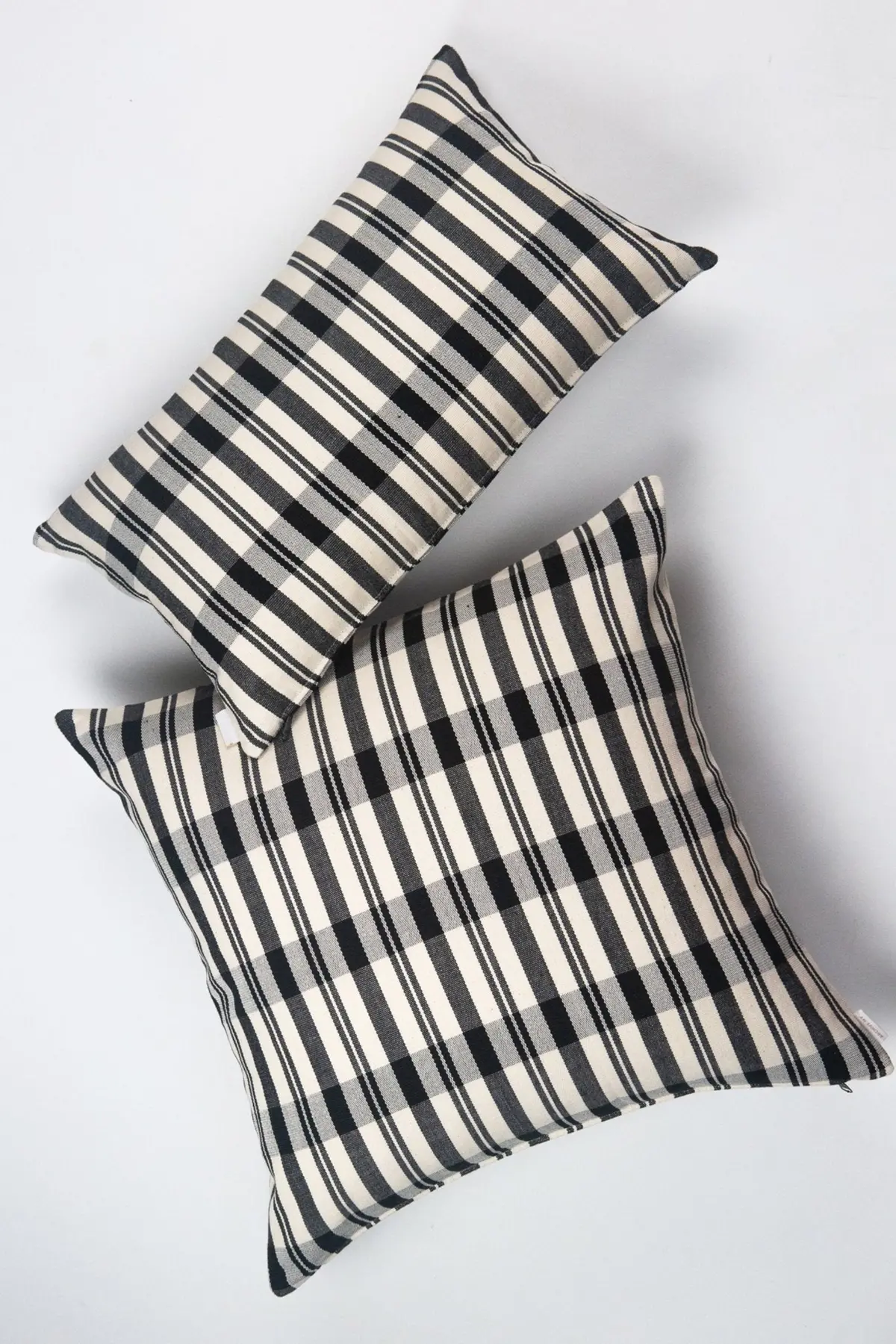 Archive New York Cecilia Black And Ivory Striped Plaid Pillow 1