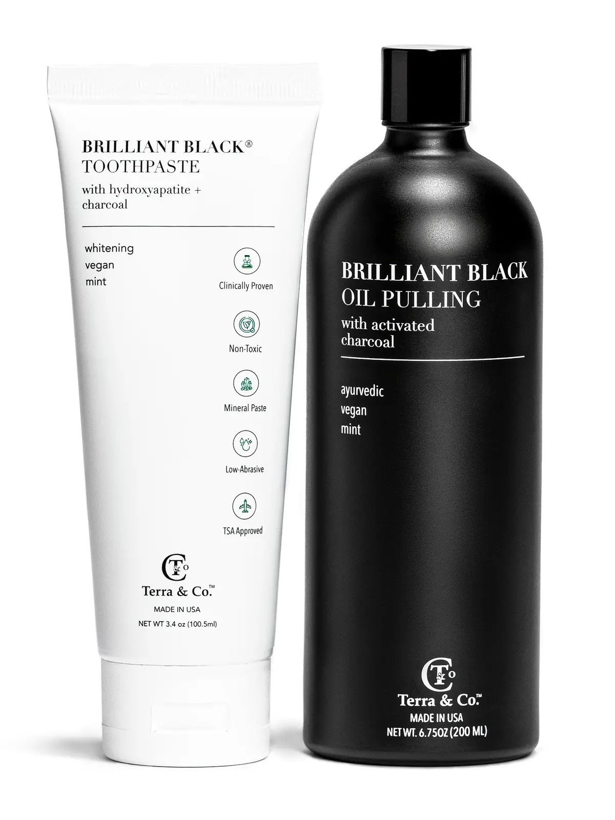 Terra & Co. Charcoal Oil Pulling + Hydroxyapatite Toothpaste Bundle 1