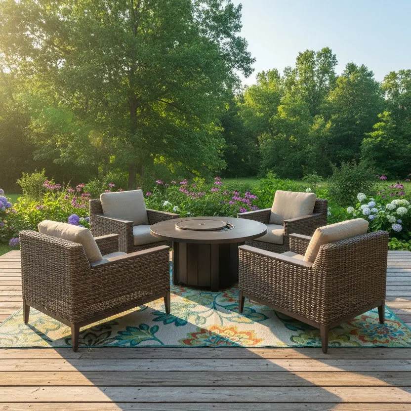 Remy Wicker Cushioned Seating And Chat Set 1