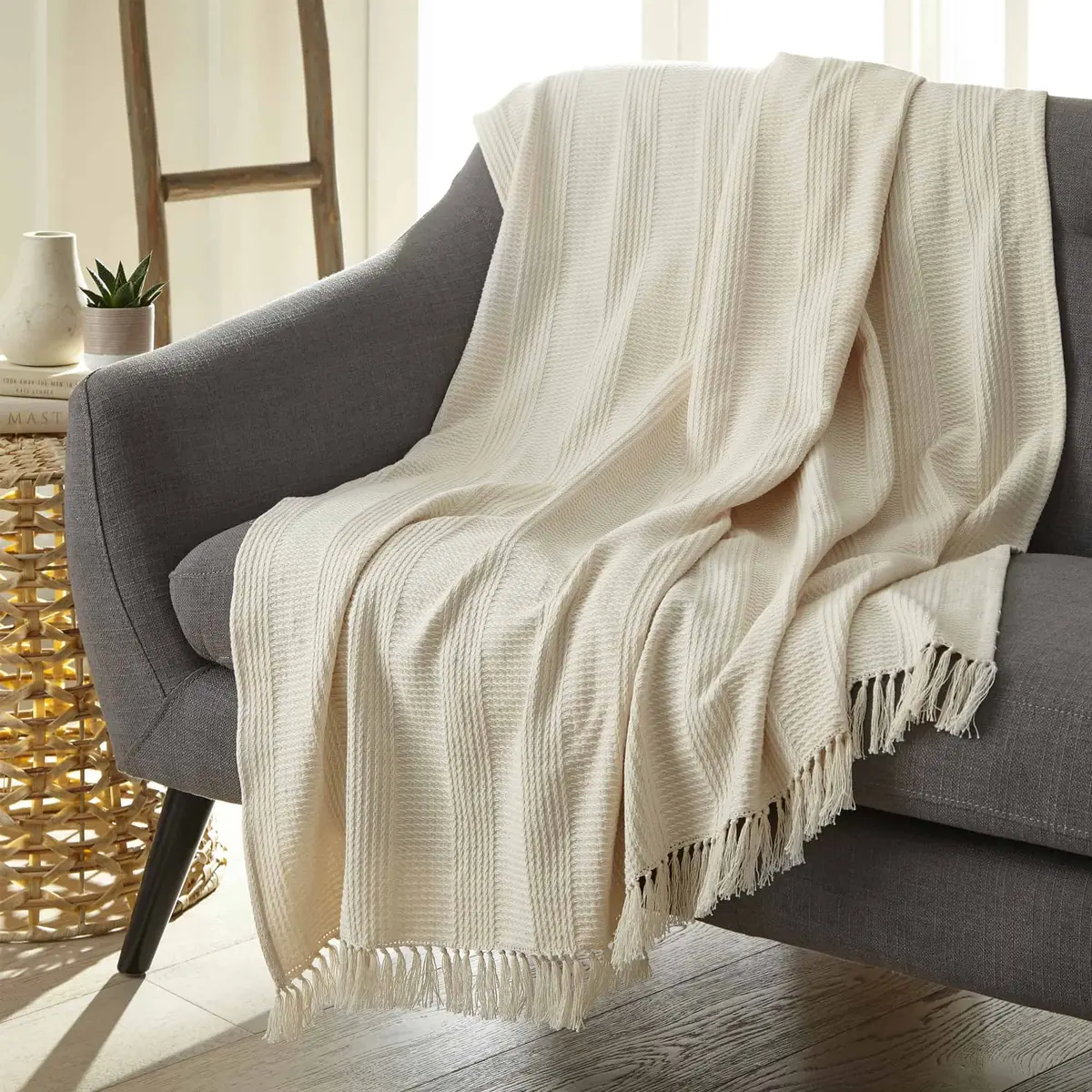 Whisper Organics Organic Cotton Throw With Tassels 2