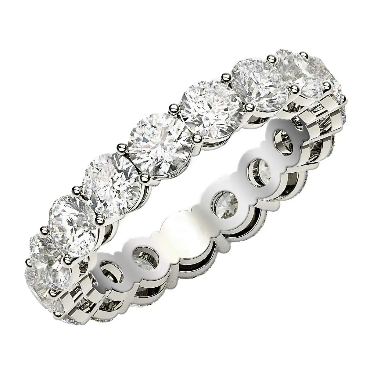 Round Cut Lab Grown Diamond Eternity Ring In 14K White Gold (3 Cttw Fg/Vs2) 7