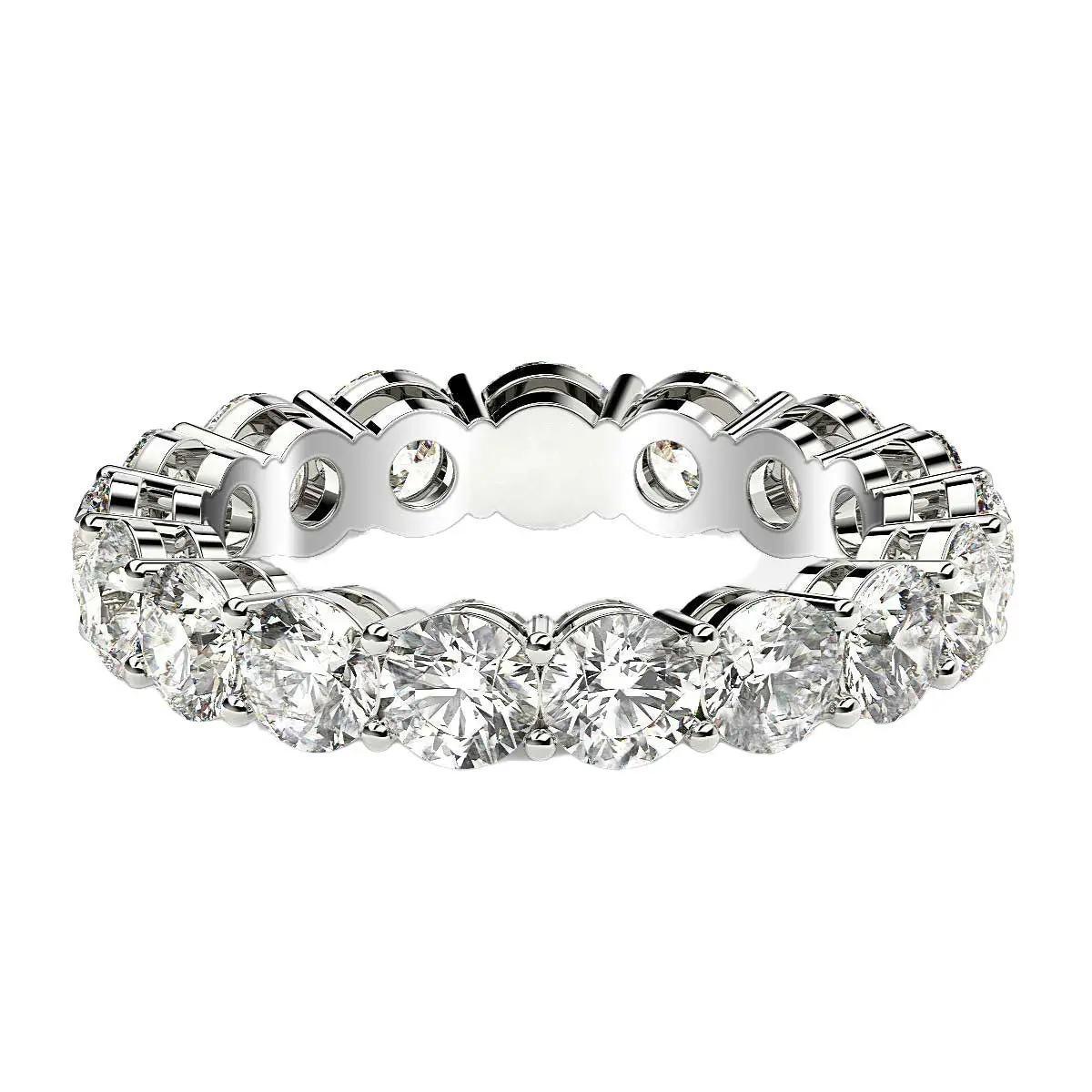 Round Cut Lab Grown Diamond Eternity Ring In 14K White Gold (3 Cttw Fg/Vs2) 8