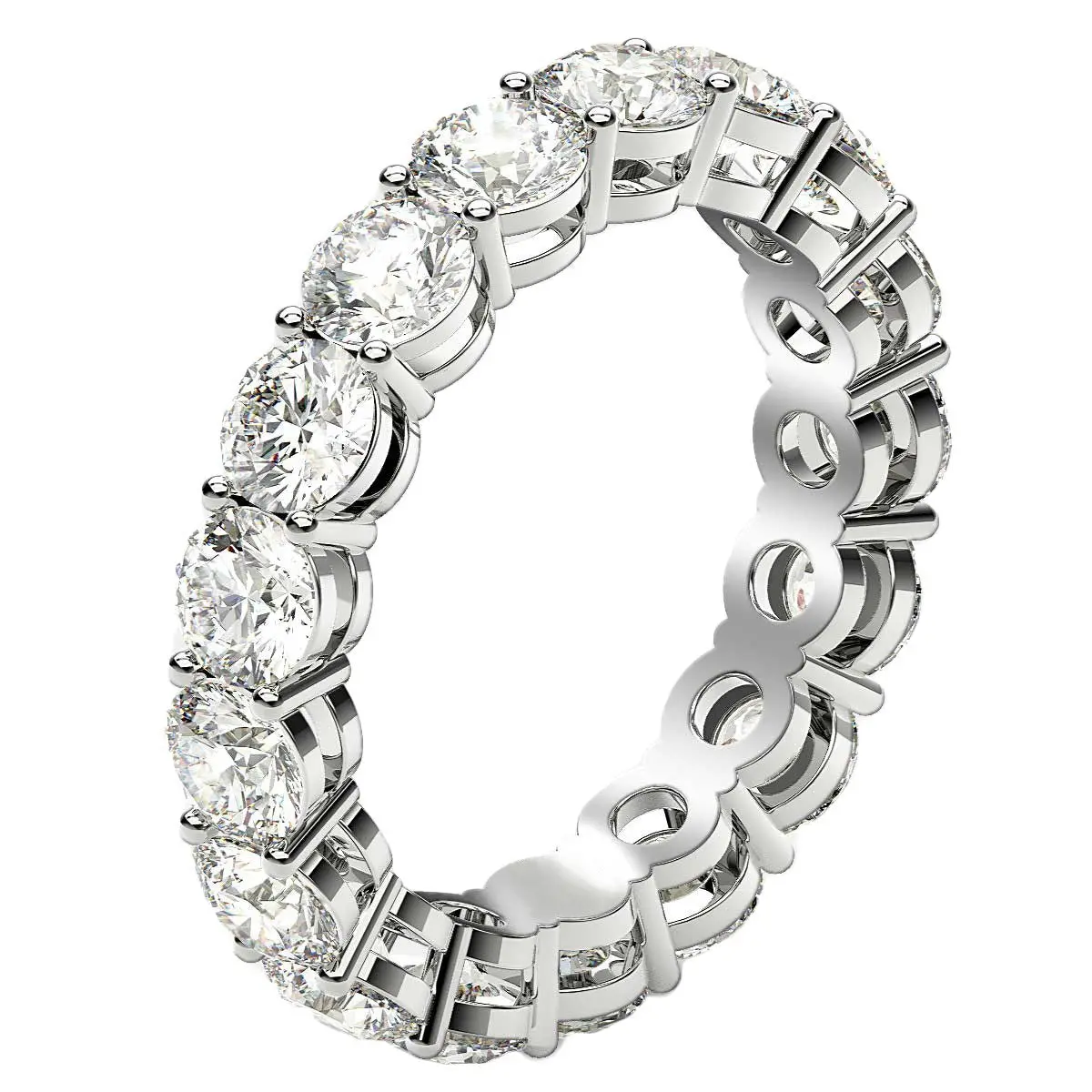Round Cut Lab Grown Diamond Eternity Ring In 14K White Gold (3 Cttw Fg/Vs2) 10