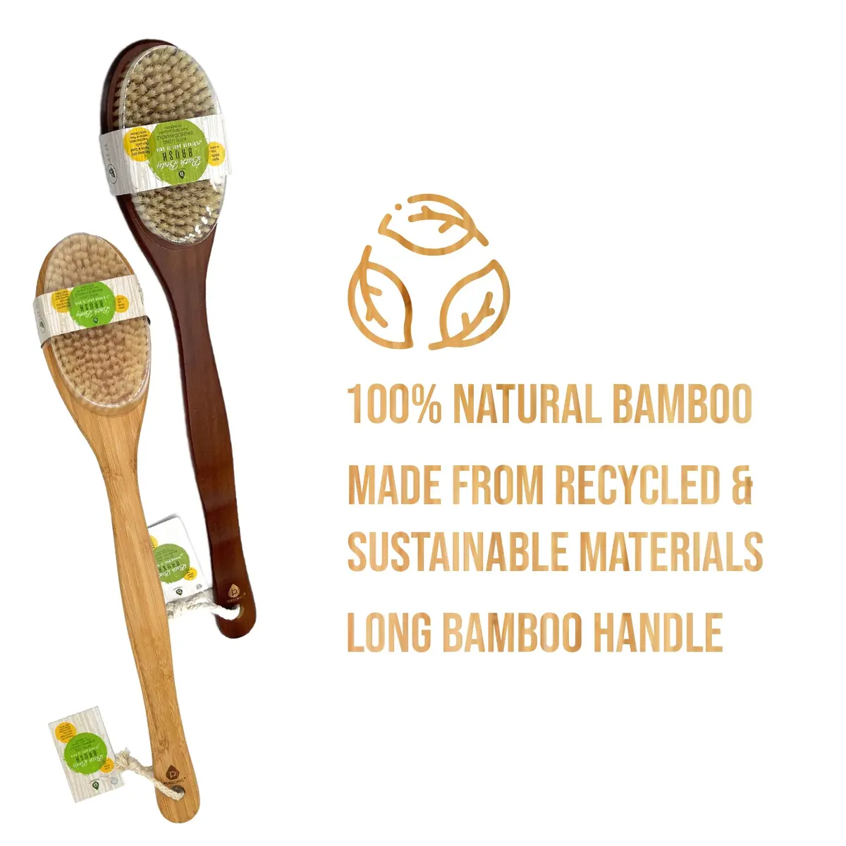 Pursonic Bath Body Brush With Long Bamboo Handle 4-Piece Family Pack (2 Natural Color And 2 Dark Wood) 2