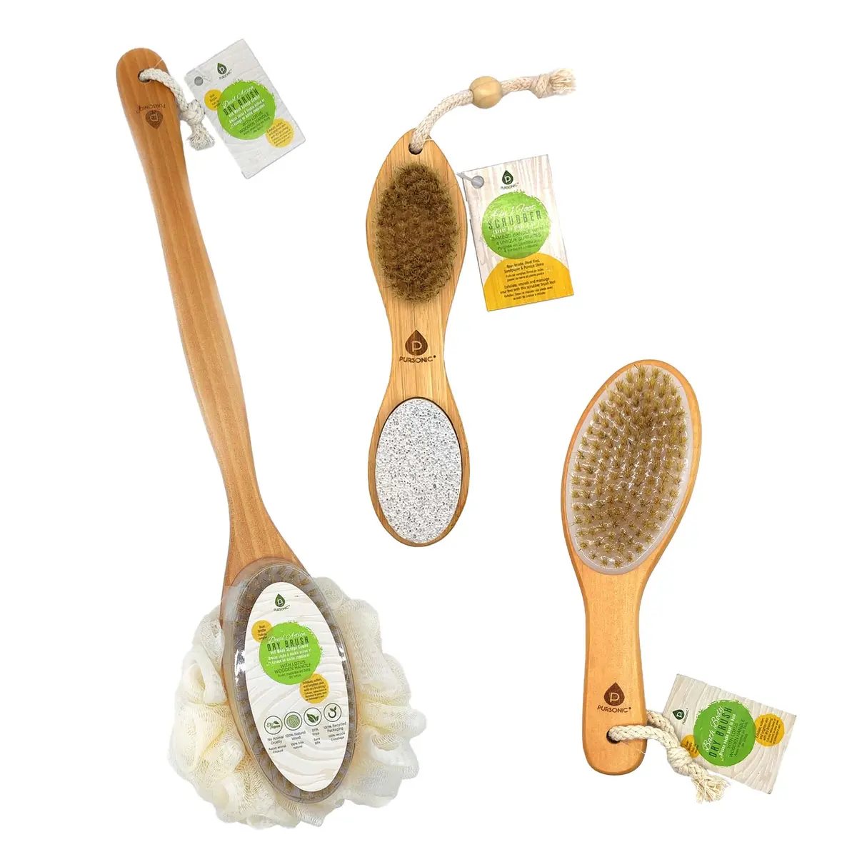 Pursonic Exfoliation Essentials Kit – Dual Brush, Bath Body Brush, & 4-In-1 Foot Scrubber 1