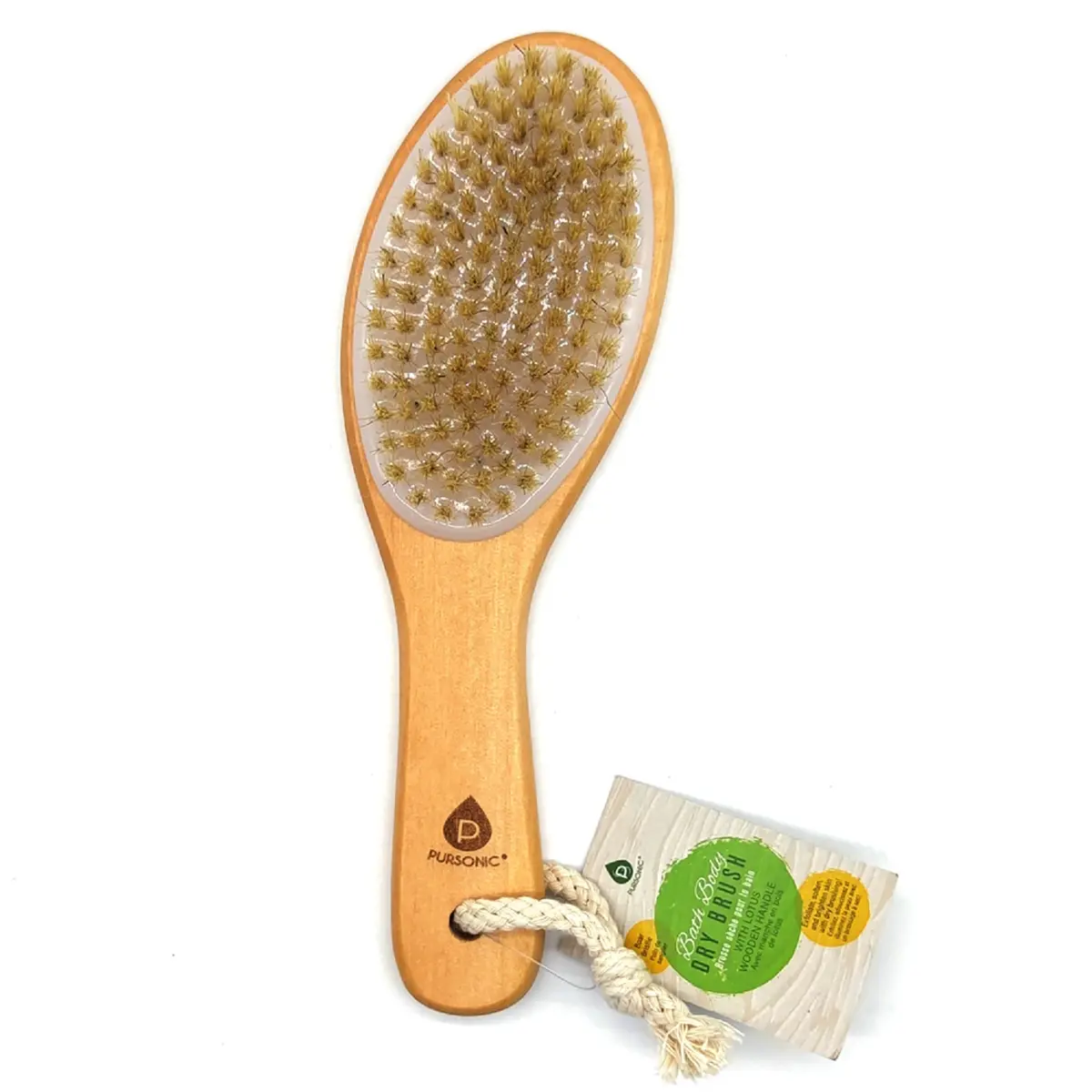 Pursonic Bath Body Brush With Lotus Wooden Handle 1