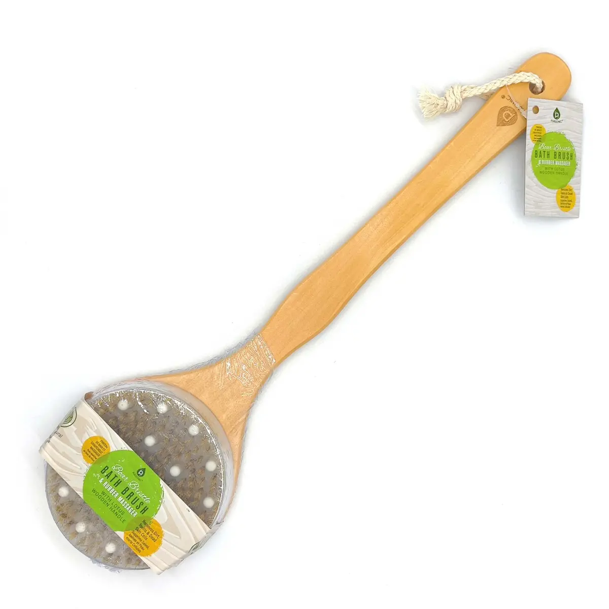Pursonic Boar Bristle & Rubber Massager With Lotus Wooden Handle 2