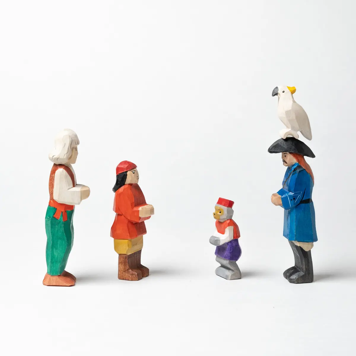 Poppybabyco Wooden Pirate Figurines With Parrot And Monkey: Set Sail For Adventure 1