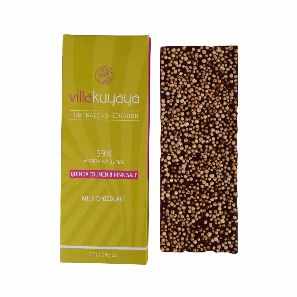 Villakuyaya Milk Chocolate Quinoa Crunch & Pink Salt 39% (10 Pack) 2