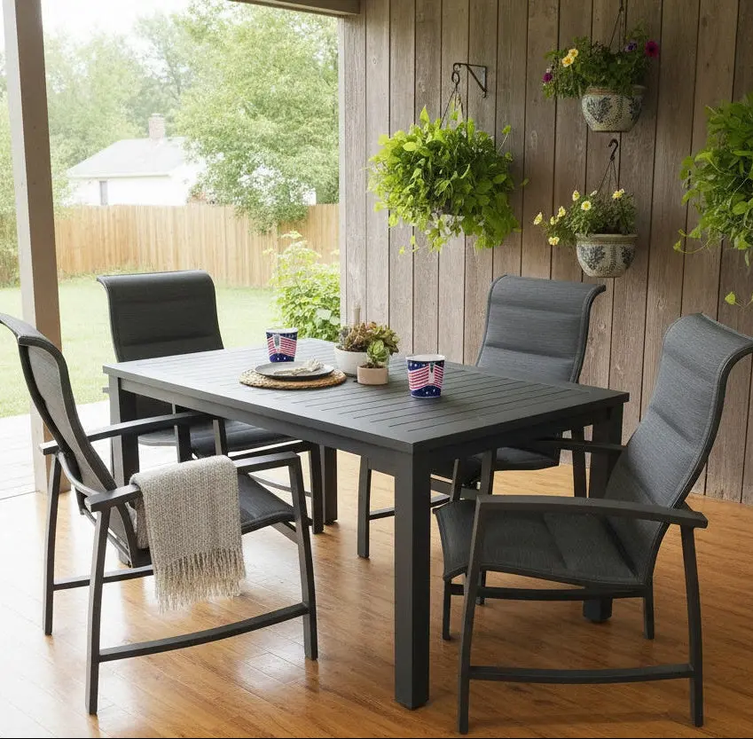 Horizon Black & Gray Padded Sling Dining Sets 1