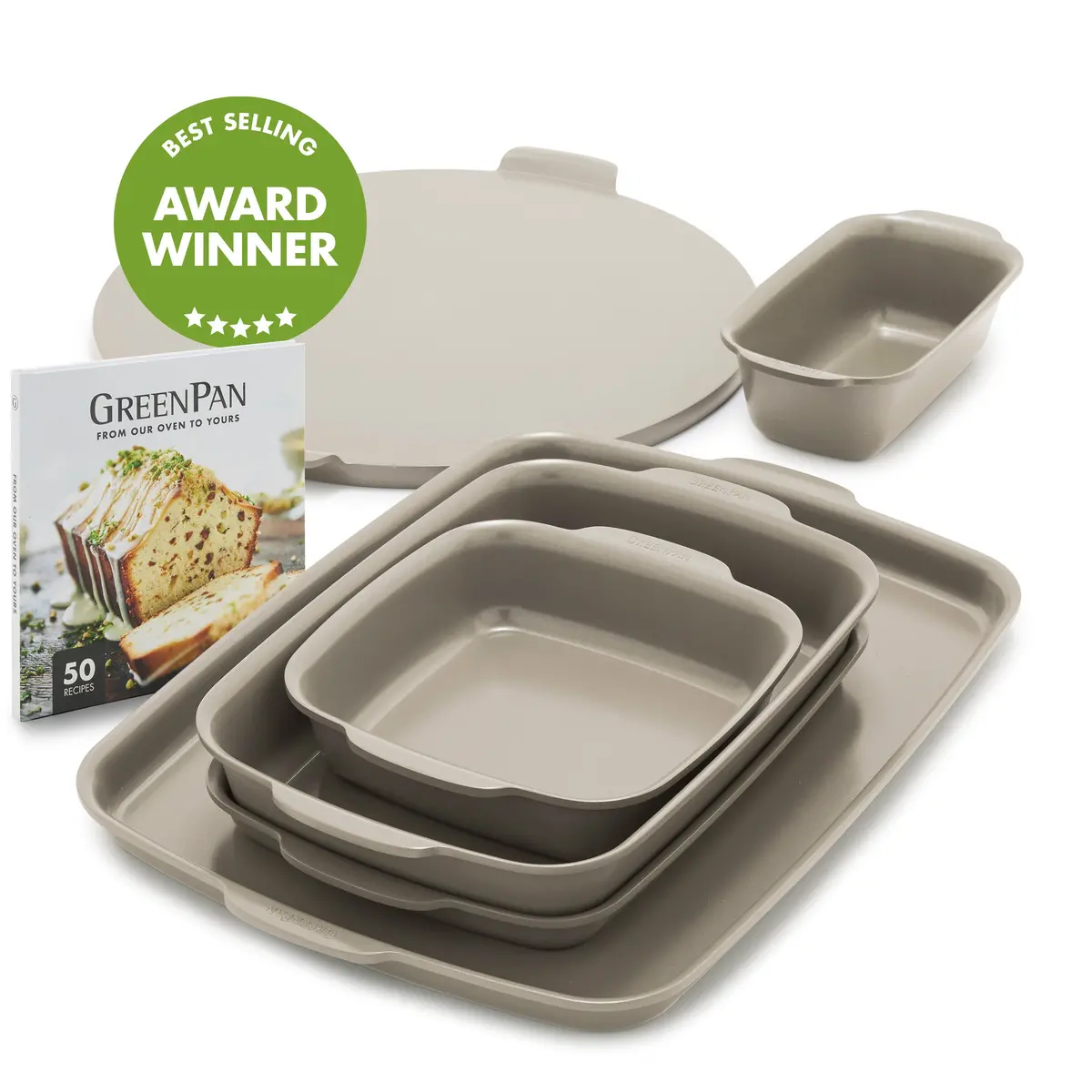 Premiere Ovenware Ceramic Nonstick 6-Piece Set | Taupe 1