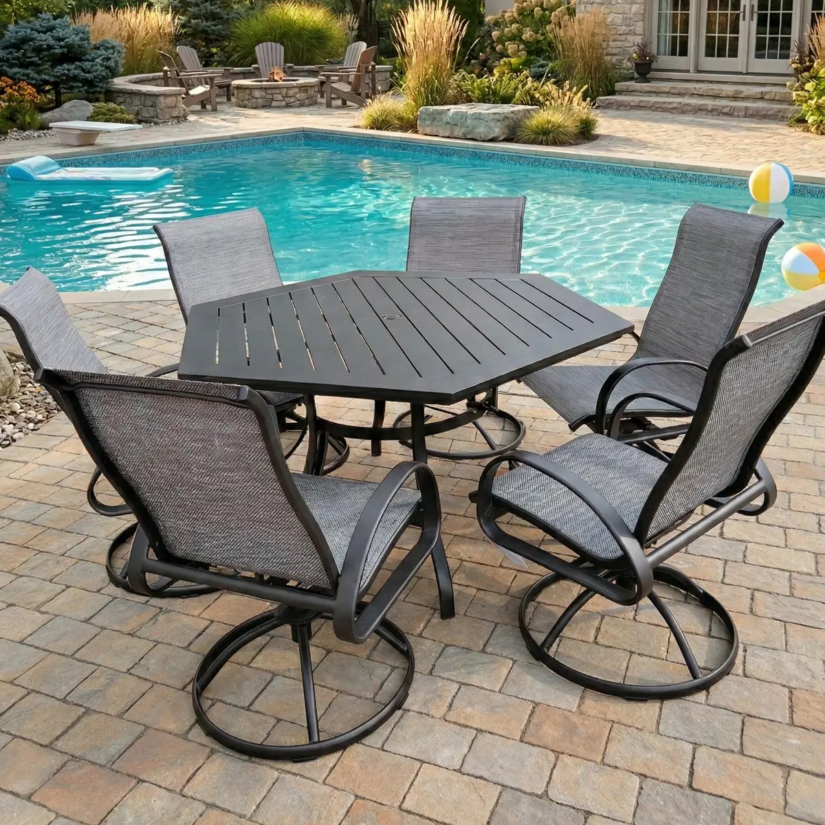 Dublin Black Sling Patio Dining Sets 1