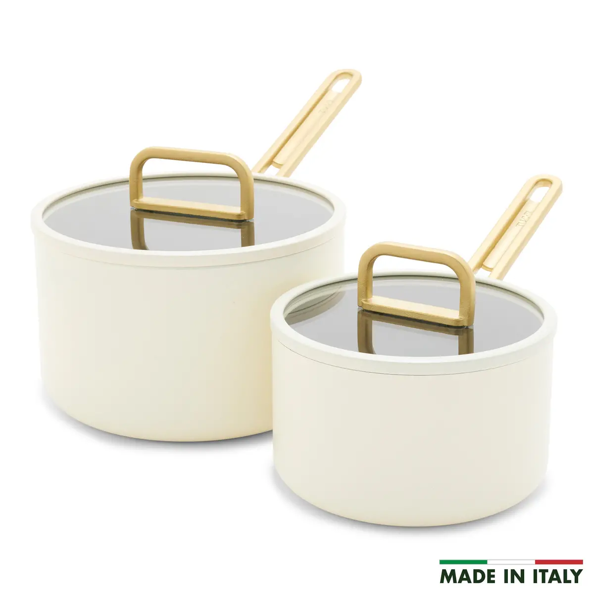 Stanley Tucci™ Ceramic Nonstick 4-Piece Saucepan Set | Carrara White 1