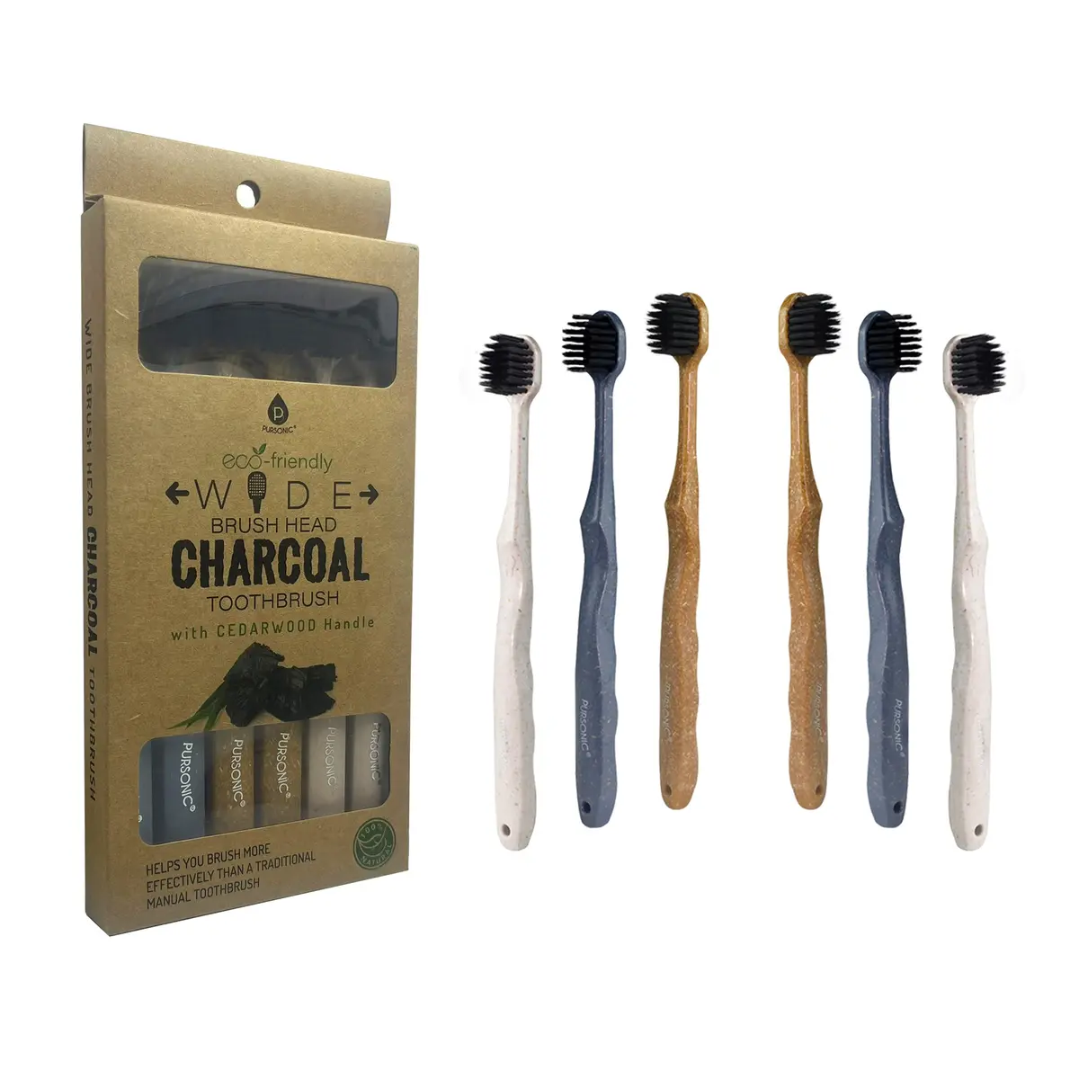 Pursonic Wide Brush Head Charcoal Toothbrush 1