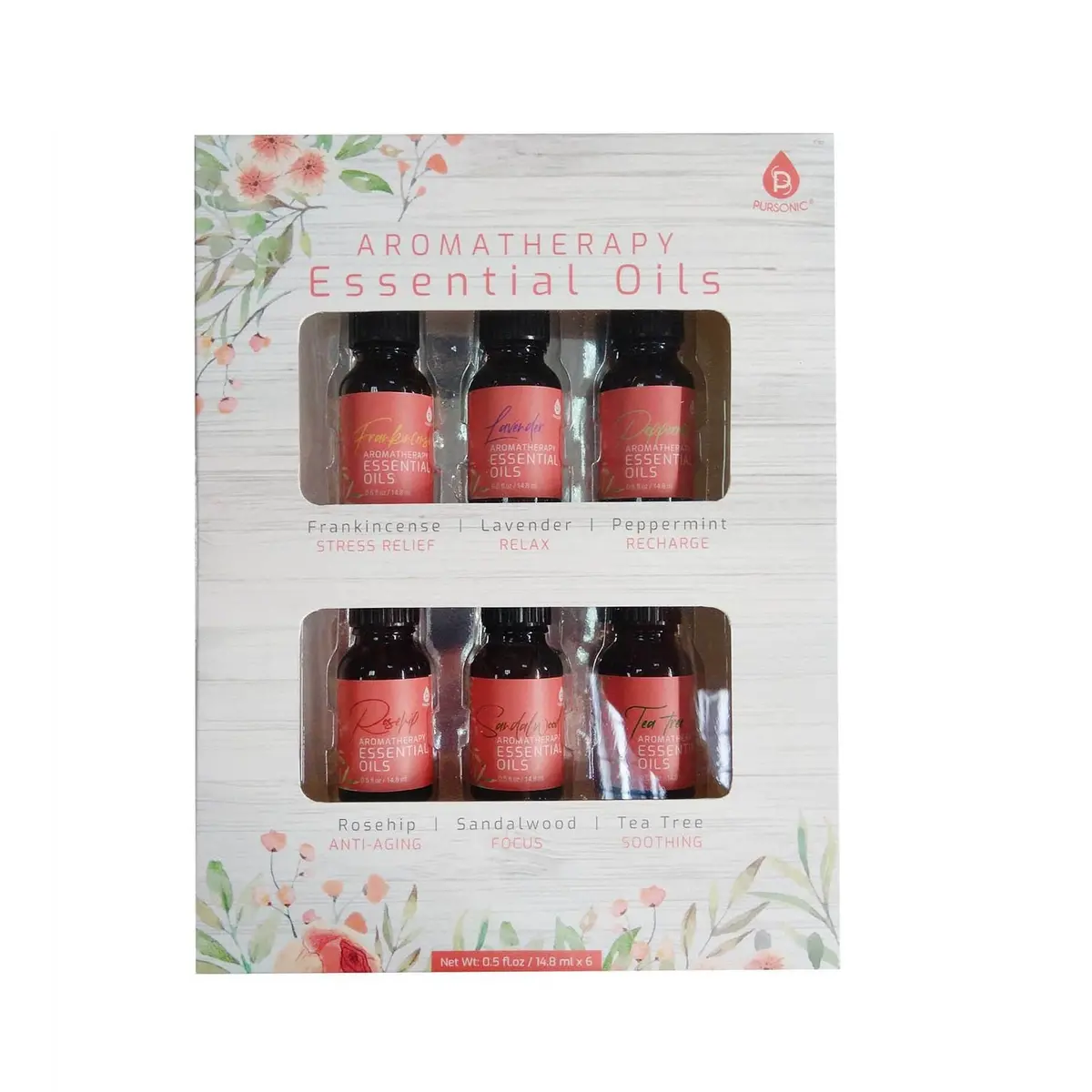 Pursonic 6 Pack Of Aromatherapy Essential Oils 1