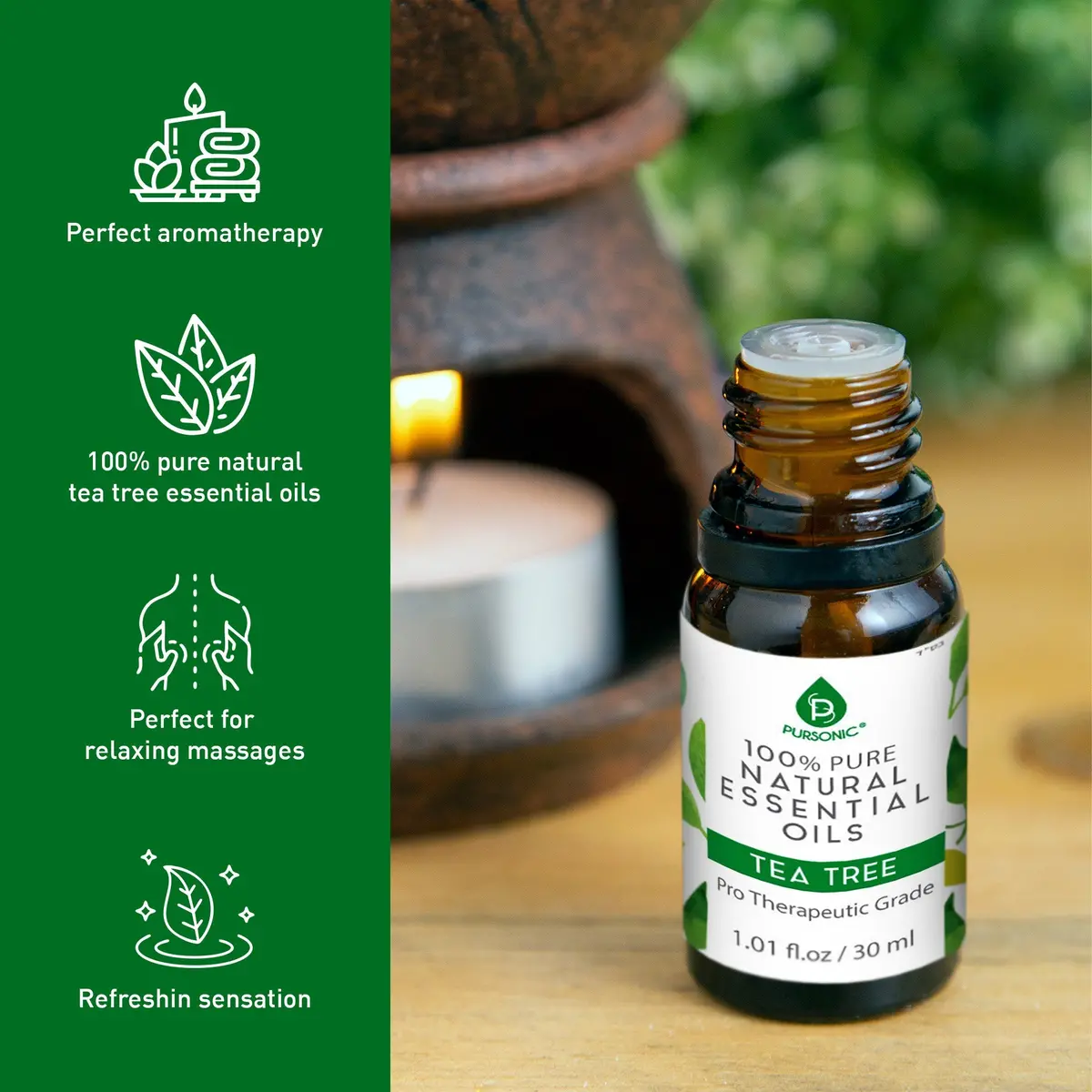 Pursonic 100% Pure & Natural Tea Tree Essential Oils 2