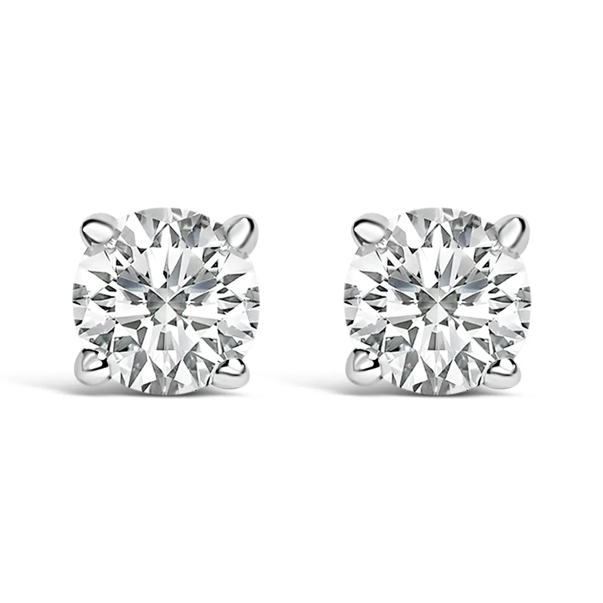 14K White Gold 1/2 Cttw Lab Grown Diamond Solitaire Stud Earrings 1