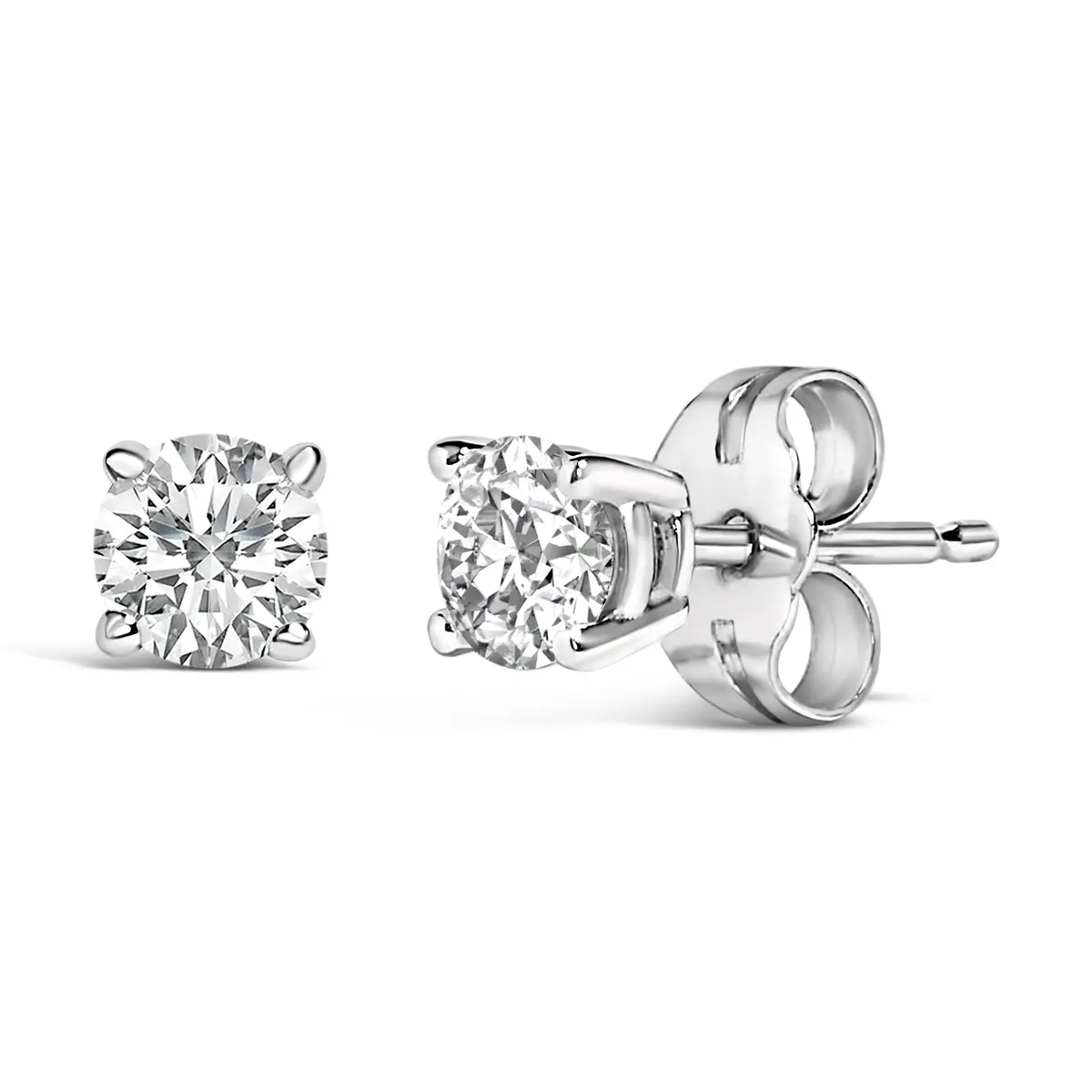 14K White Gold 1/2 Cttw Lab Grown Diamond Solitaire Stud Earrings 2