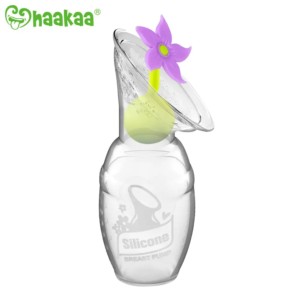 Haakaa Gen 1 Silicone Breast Pump 4 Oz And Silicone Flower Stopper Set 4