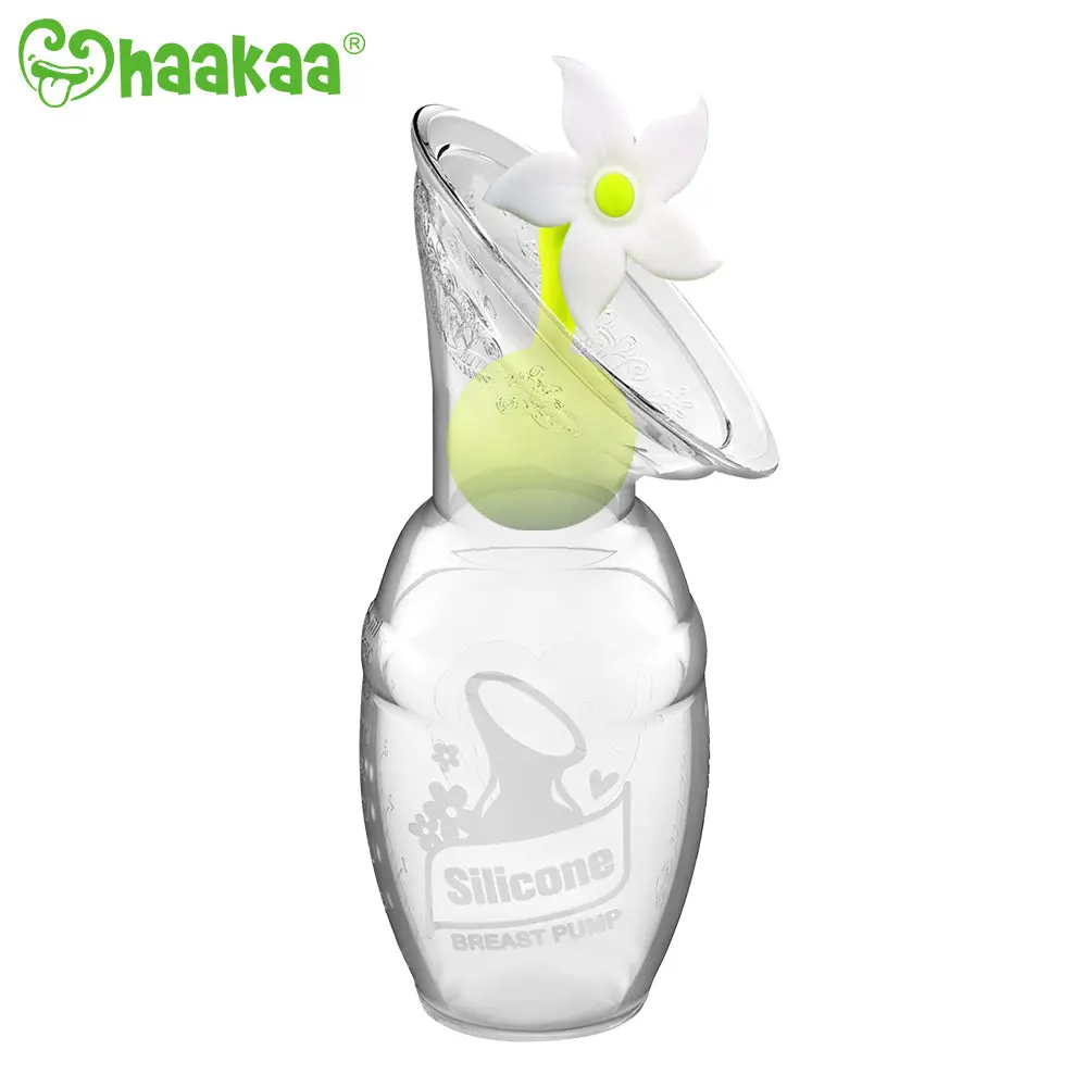 Haakaa Gen 1 Silicone Breast Pump 4 Oz And Silicone Flower Stopper Set 3