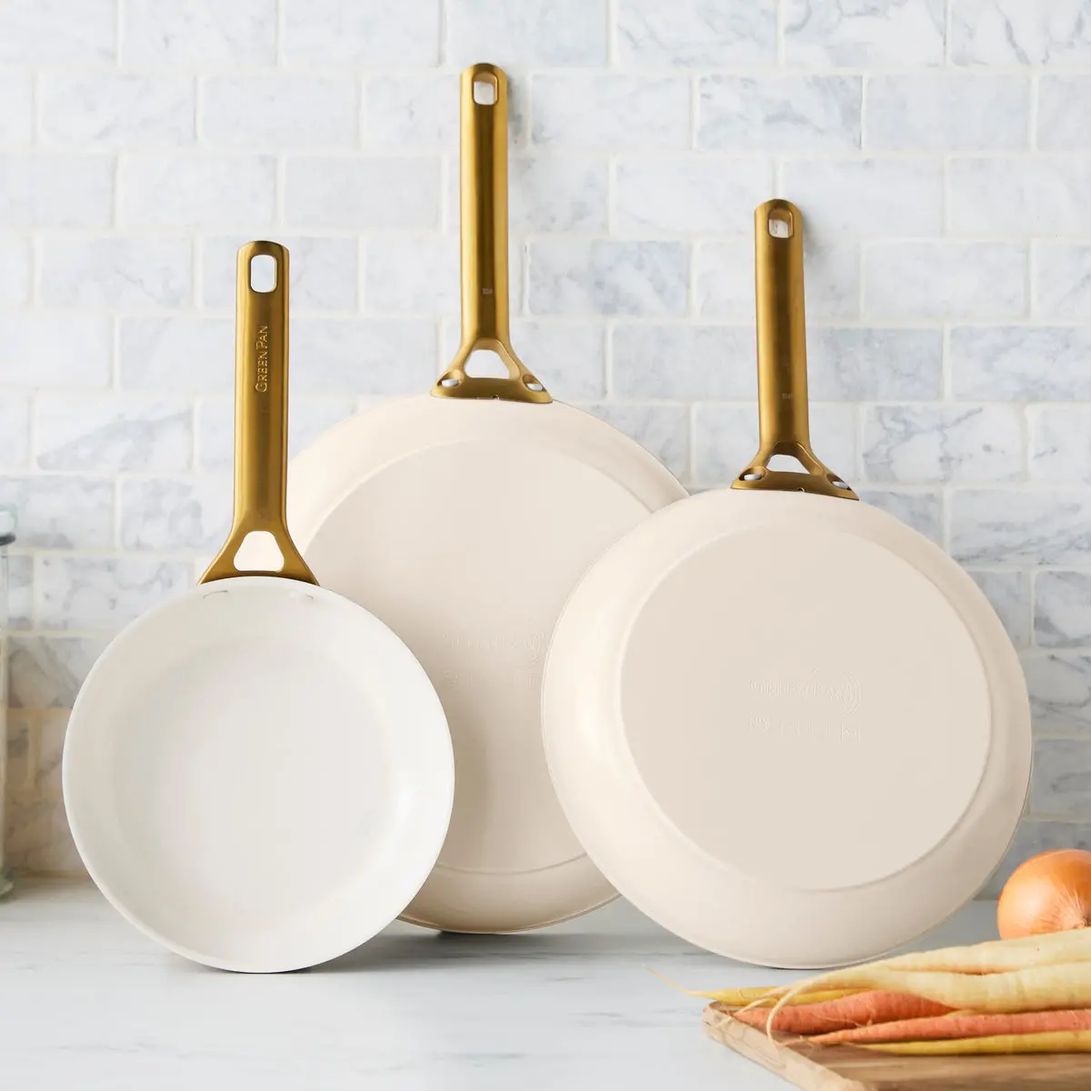 Reserve Pro Ceramic Nonstick 8", 10" And 12" Frypan Set | Macadamia 2