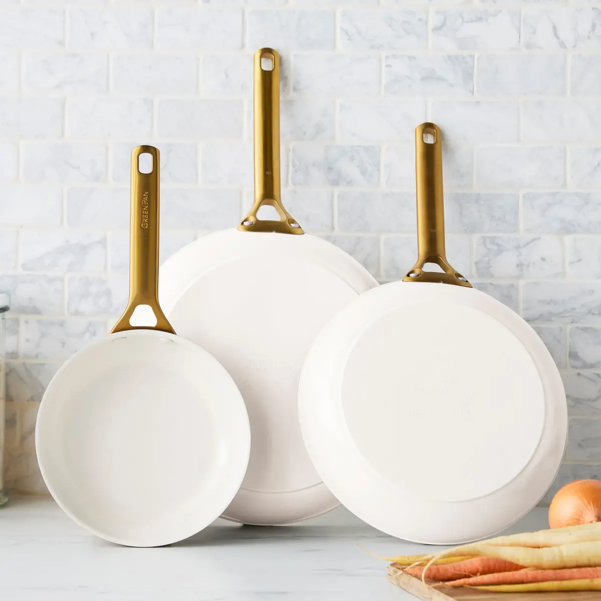 Reserve Pro Ceramic Nonstick 8", 10" And 12" Frypan Set | Cream 2