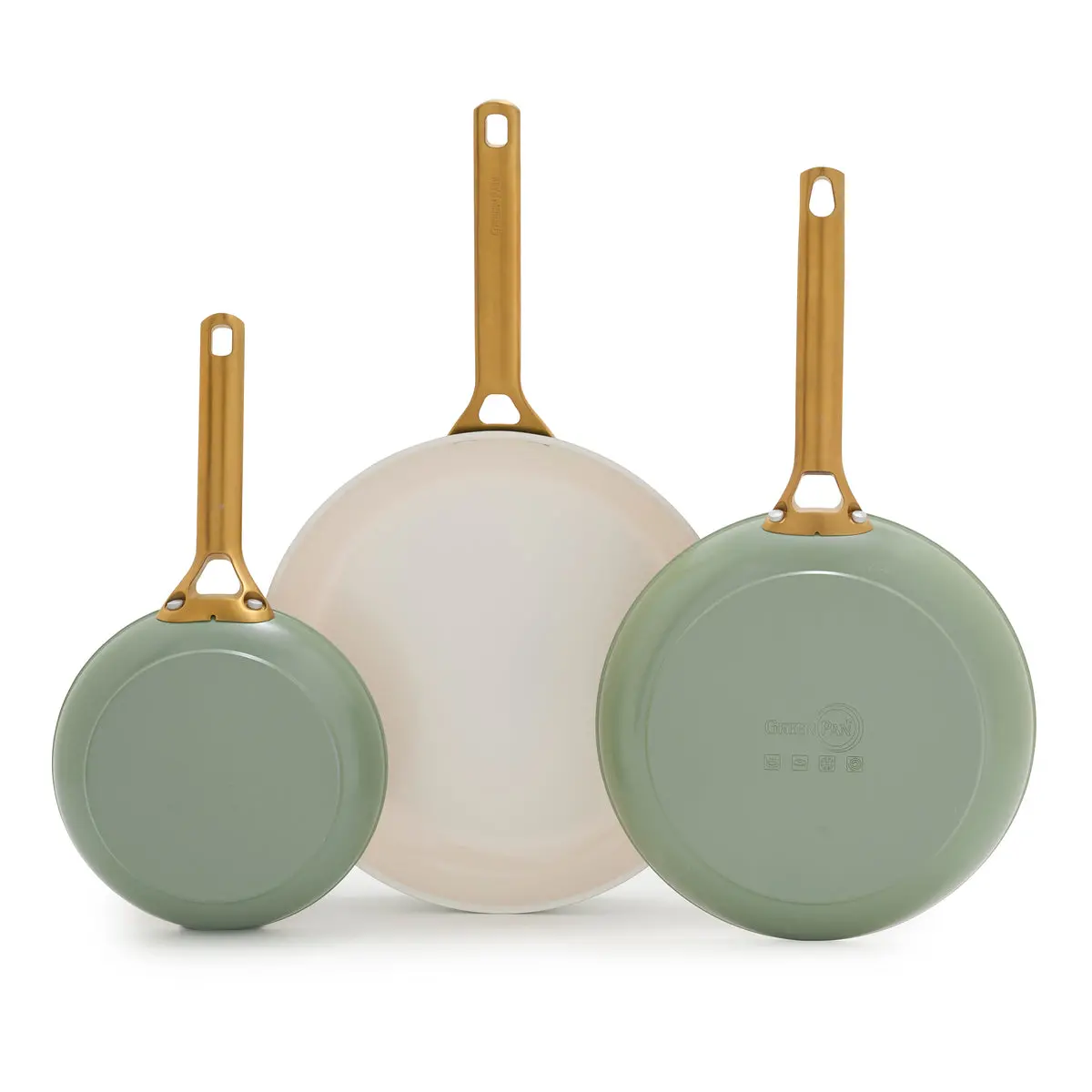 Reserve Pro Ceramic Nonstick 8", 10" And 12" Frypan Set | Sage 1