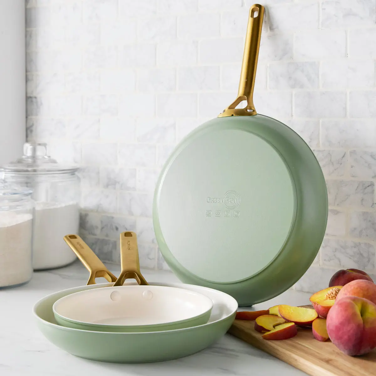 Reserve Pro Ceramic Nonstick 8", 10" And 12" Frypan Set | Sage 2