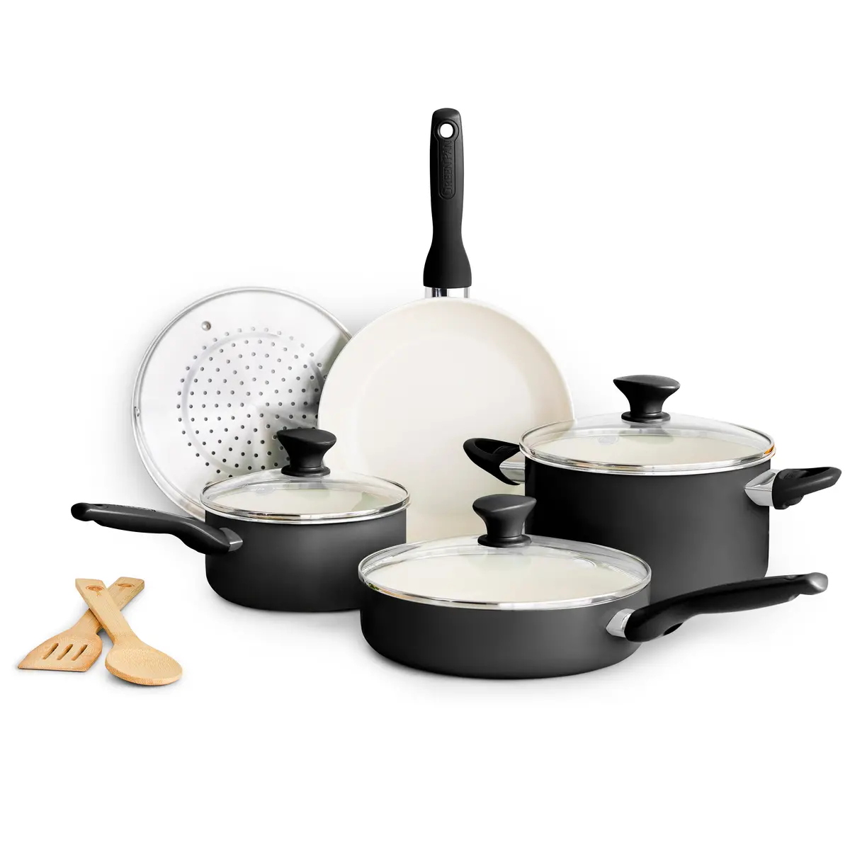 Rio Ceramic Nonstick 10-Piece Cookware Set | Black 1