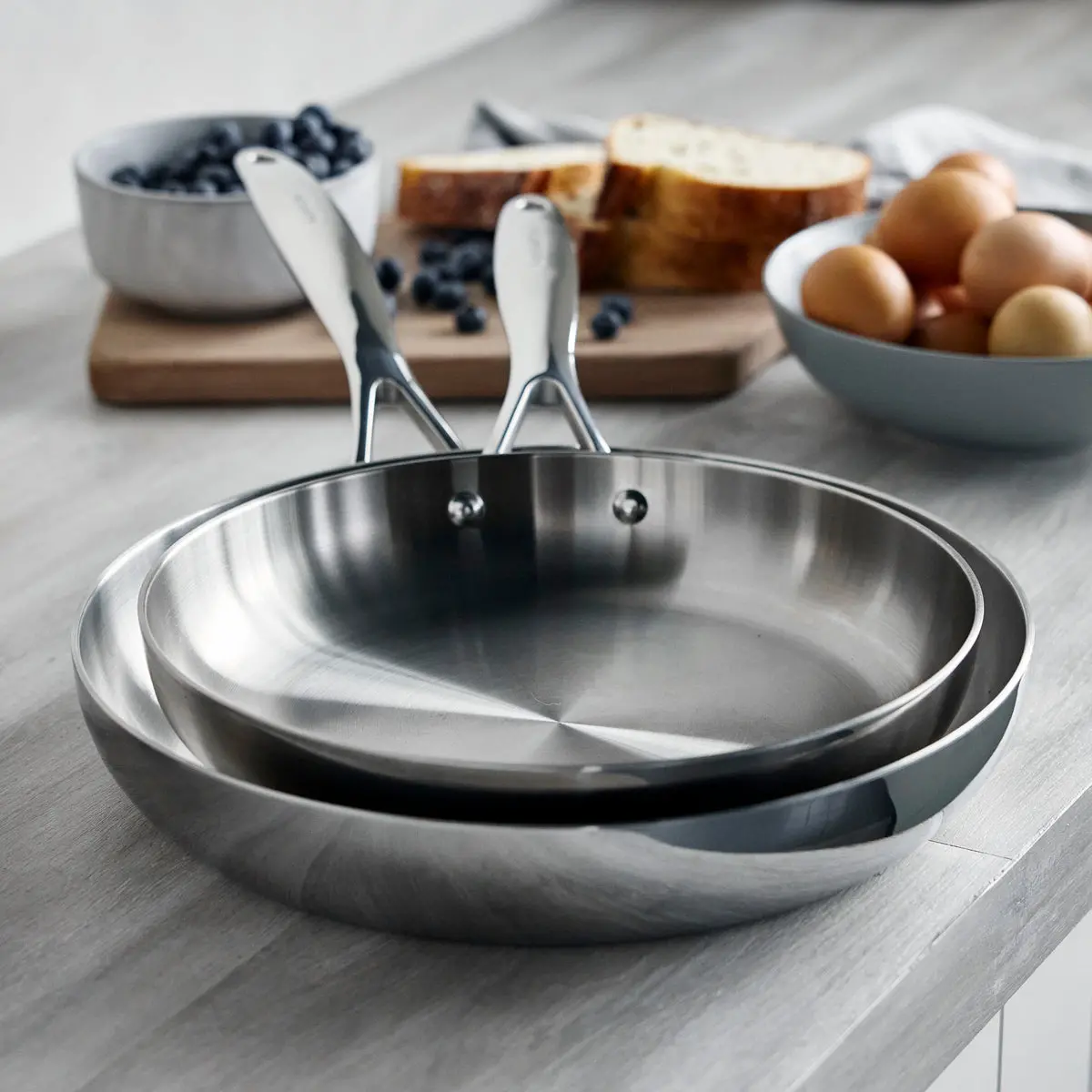 Valencia Pro Stainless Steel Uncoated 10" And 12" Frypan Set 2