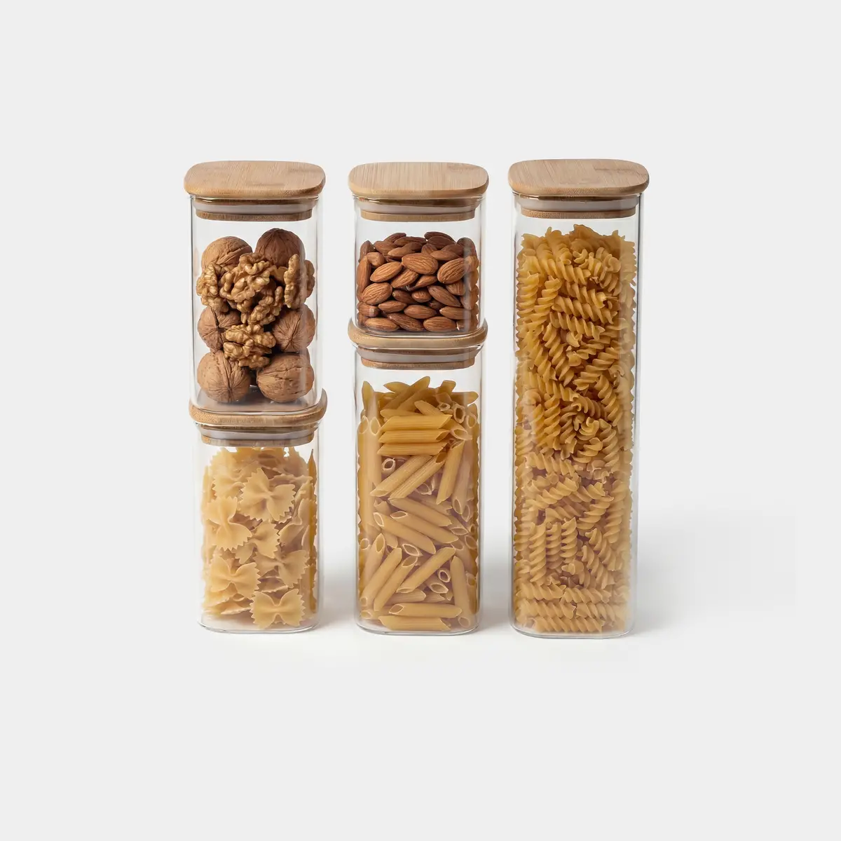 Genicook Glass Canister Set & Bamboo Lid 3
