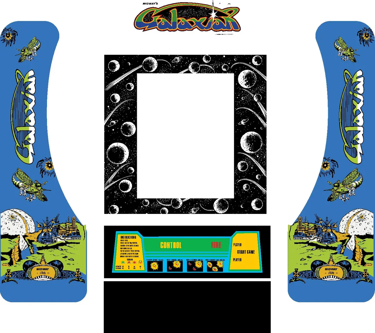 Galaxian Arcade1up Partycade Decal Kit 1