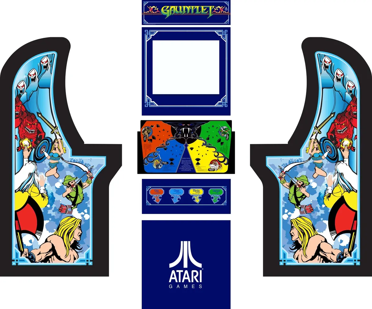 Arcade1Up Gauntlet Retro Cabinet Art Decal Set