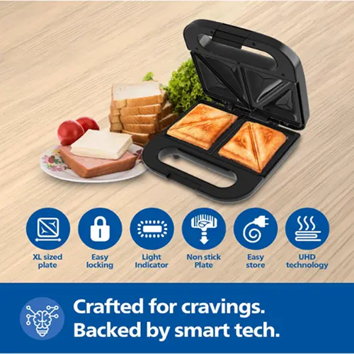 Philips Hd3000/80 4-Slice Sandwich Maker 800W Uhd Plates - Emp 2