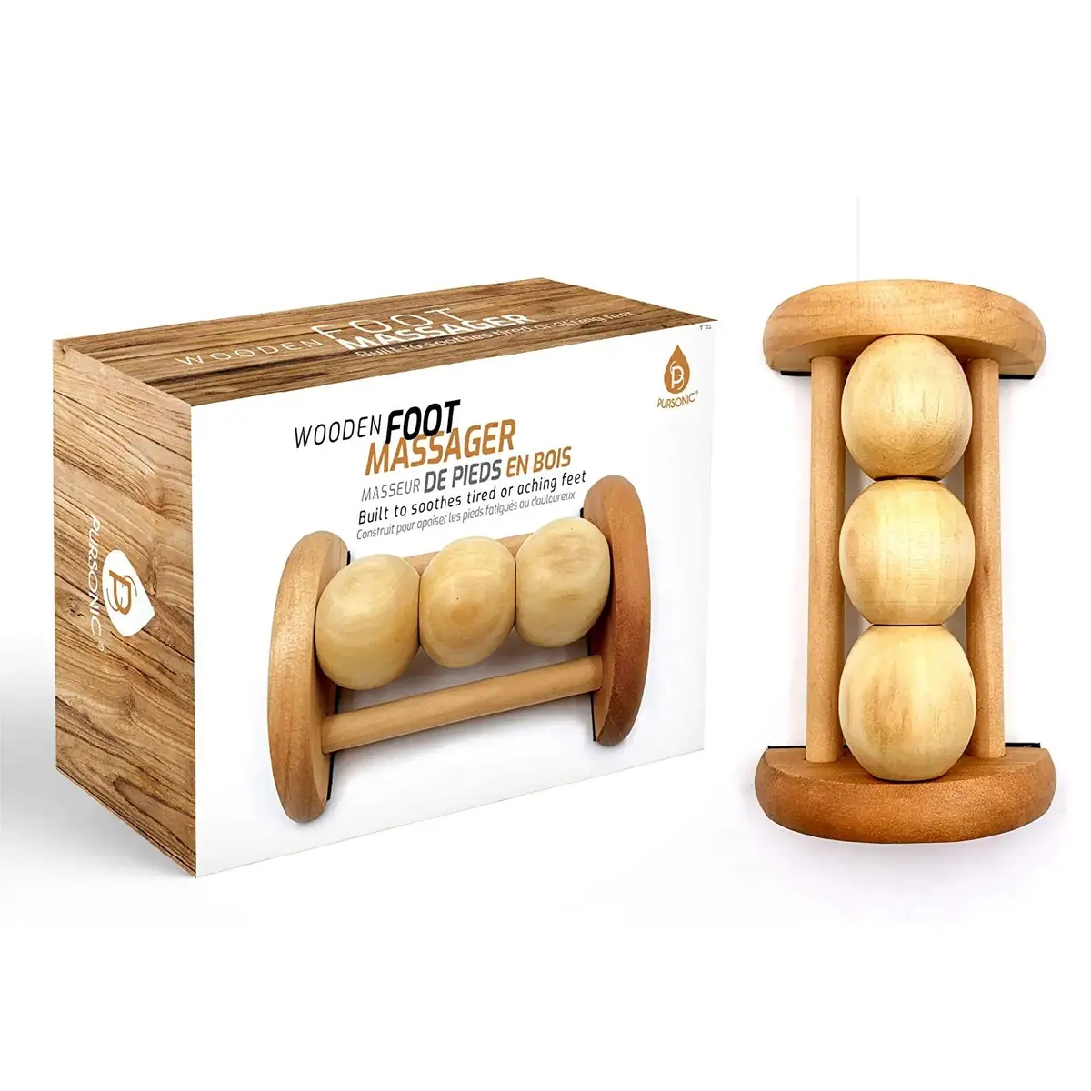 Pursonic All Natural Wooden Foot Massager Roller 1