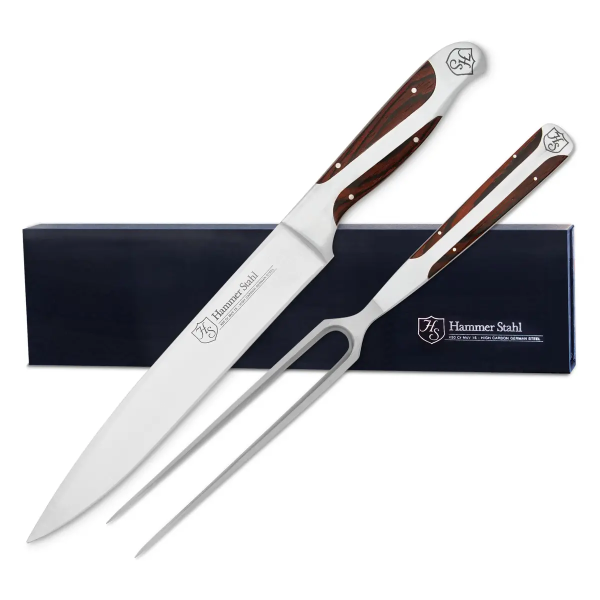Heritage Steel Hammer Stahl Carving Knife & Fork Set 1