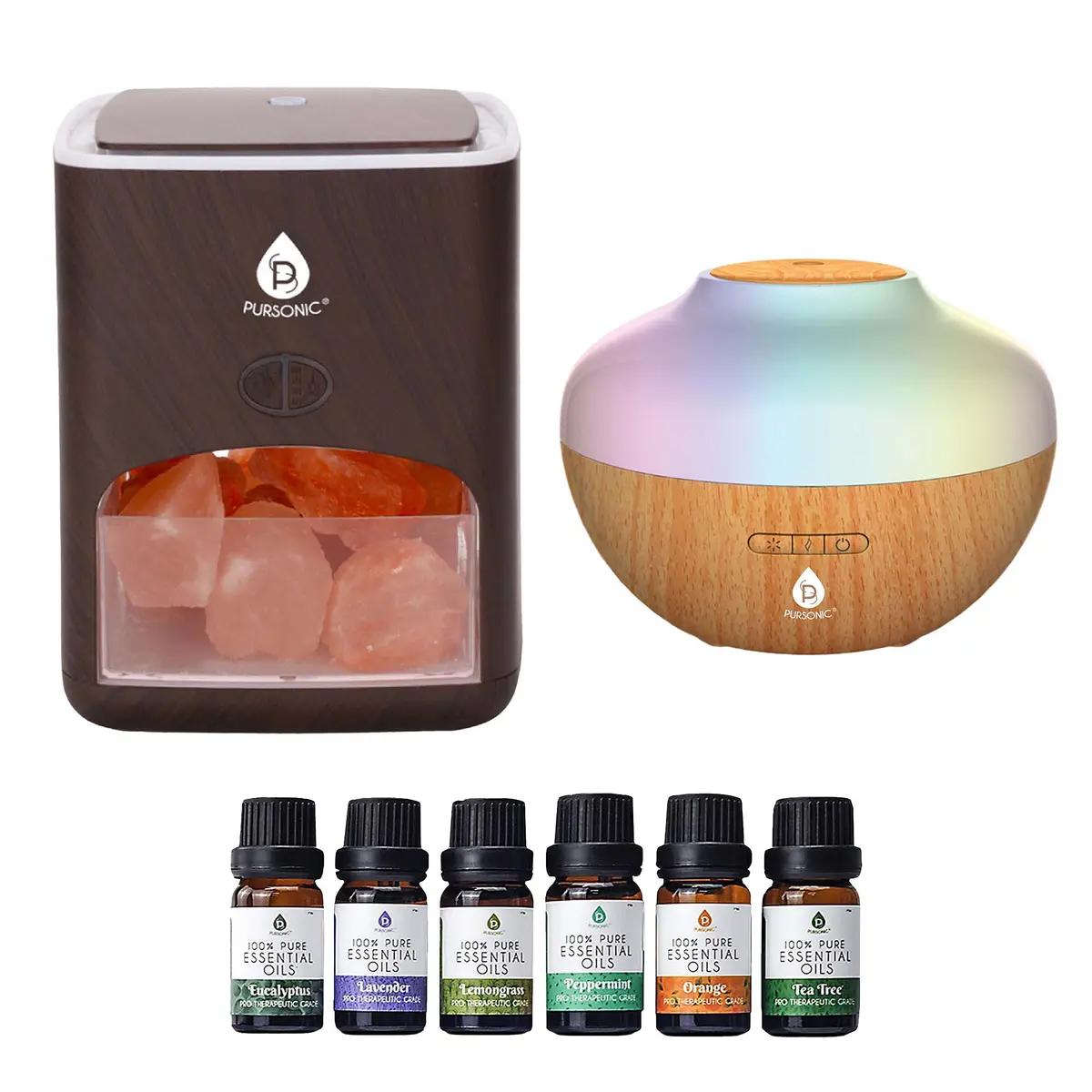 Pursonic Himalayan Salt Lamp & Aromatherapy Diffuser Wellness Set 1