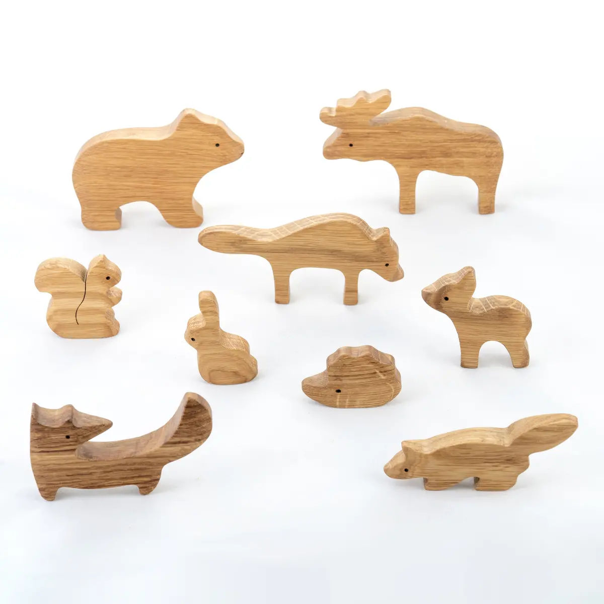 Poppybabyco Natural Wooden Forest Animals Set Of 9 1