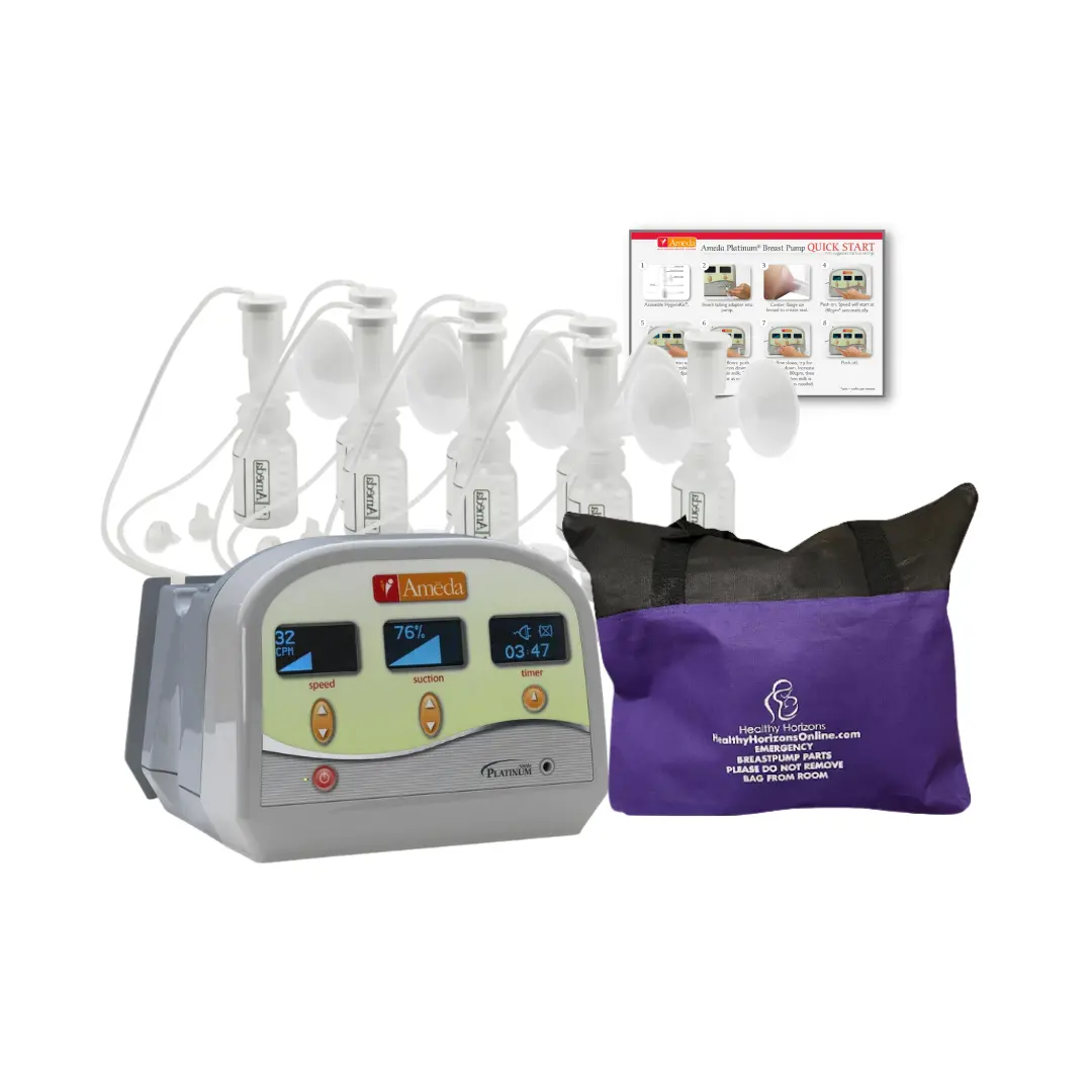 Healthy Horizons Hospital Grade Breast Pump, 4 Attachment Kits, And Emergency Spare Parts Bag (Platinum) 1