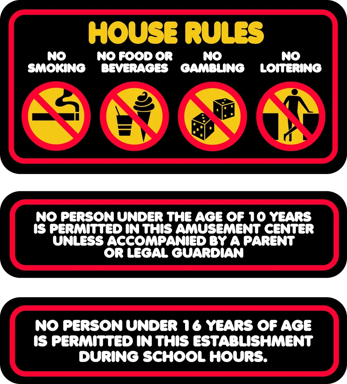 Arcade House Rules Sign 1
