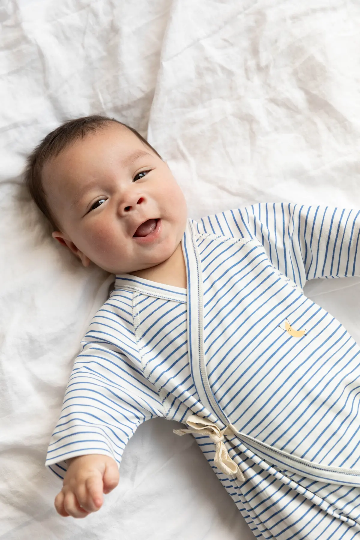 Dodo Banana Blue Stripe Print Baby Kimono Onesie 1