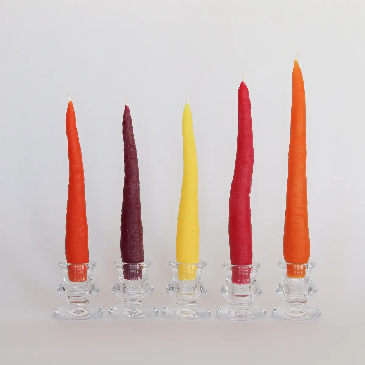 Happy Organics Rainbow Carrot Taper Beeswax Candle - Set Of 5 1